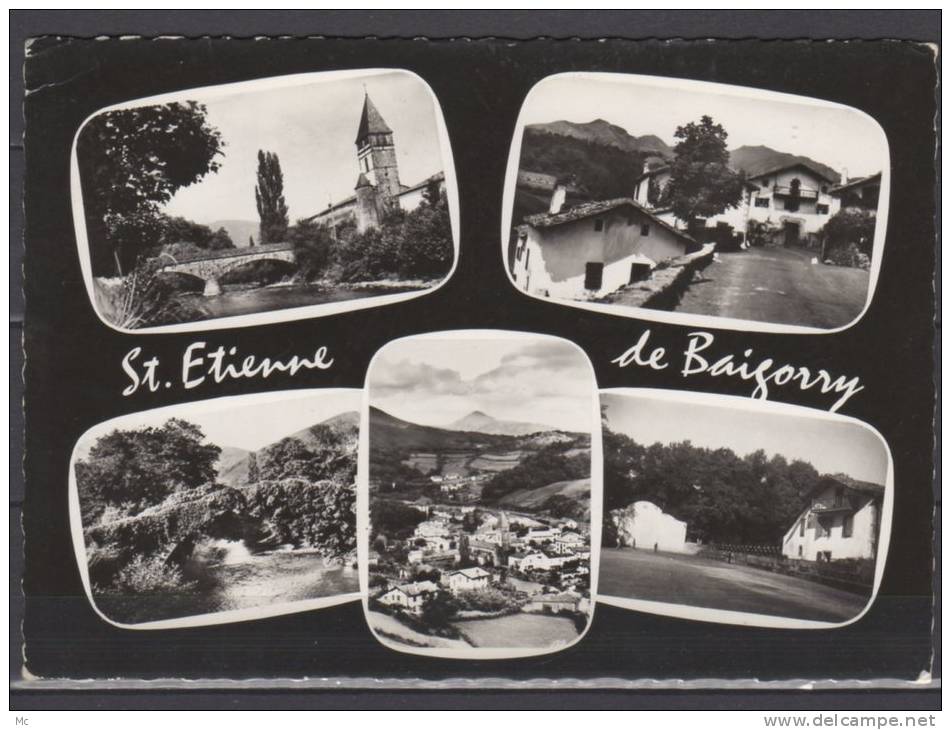 64 - St Etienne De Baigorry - Le Pont Micheléné Et L'Eglise - Maisons Basques - Pont Romain - Vue Générale - Le Fronton - Saint Etienne De Baigorry