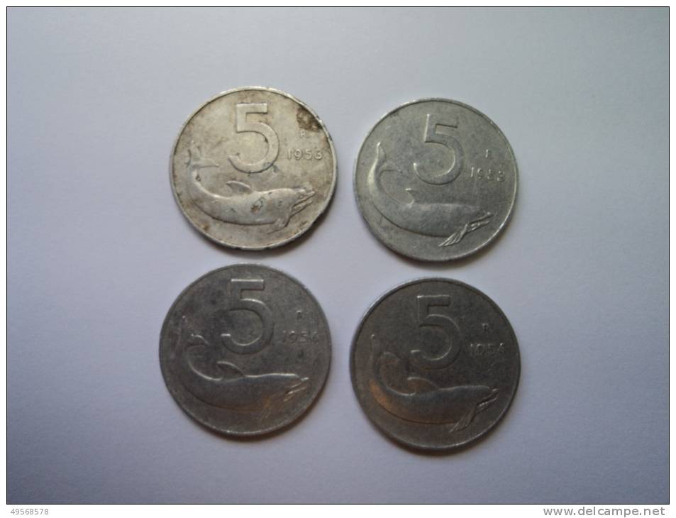 ITALIA REPUBBLICA  -  5 £IRE  DELFINO  1953 - 5 Lire