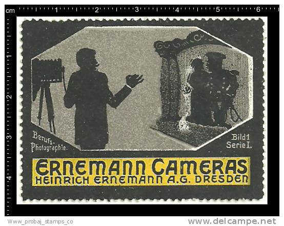 Old Original German Poster Stamp (advertising) Ernemann Cameras,photo Equipment,Fotografie,soldier,Soldat - Photographie