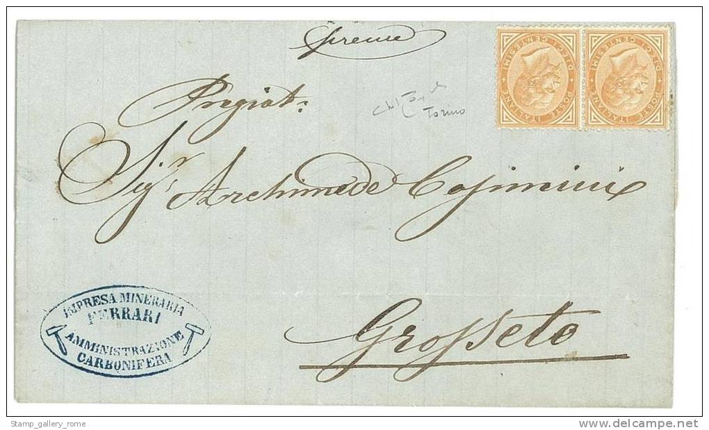 ITALIA REGNO ANNO 1866  - N° T 17 - 10 C. SU LETTERA - COPPIA NUOVA SENZA GOMMA - CERTIFICATO RAY - Ungebraucht