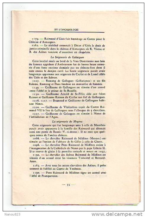 CAHIERS D ' HISTOIRE ET D' ARCHEOLOGIE Année 1934 : "Egypte, Courthezon, Château Des Arènes.." M Louis A Larguier Nimes - Archéologie