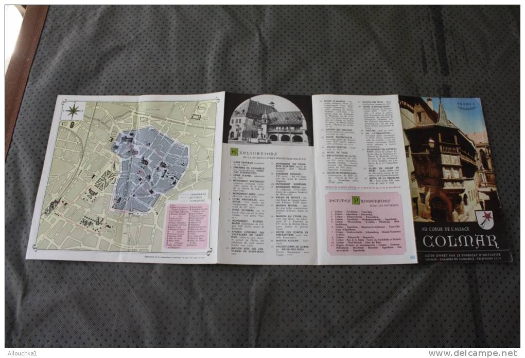 1950 Au Coeur De L'Alsace Colmar Carte Plan Guide Touristique Dépliant Publicitaire Tramway Autobus Itinéraires - Europe