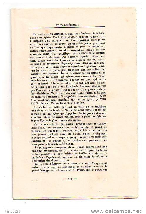 CAHIERS D ' HISTOIRE ET D' ARCHEOLOGIE Année 1934 : "Egypte Château Arènes Bassin Cesse Montpellier...."A Larguier Nimes - Archéologie