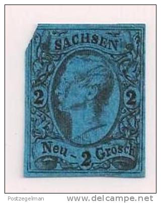 GERMANY -SACHSEN 1855 Used  Stamp 2 Neu Groschen Black On Blue Nr. 10 - Saxony