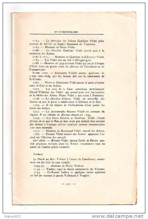 CAHIERS D ' HISTOIRE ET D' ARCHEOLOGIE Année 1934 : "Histoire Château Des Arènes...."A Larguier Nimes - Archéologie