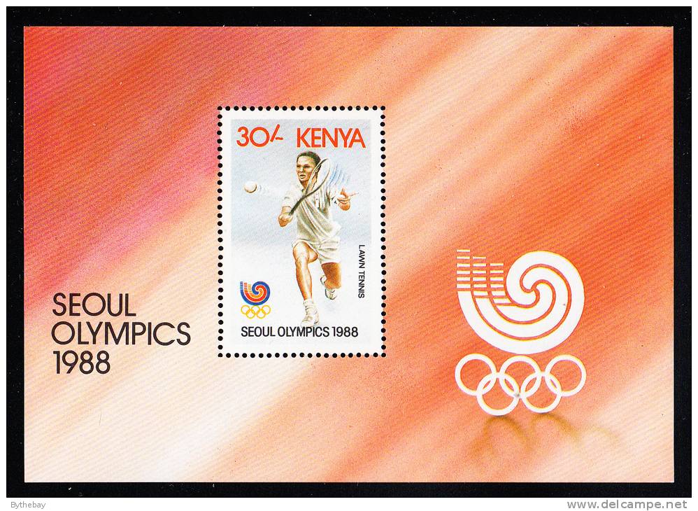 Kenya MNH Scott #462 Souvenir Sheet 30sh Lawn Tennis - 1988 Summer Olympics Seoul - Kenya (1963-...)
