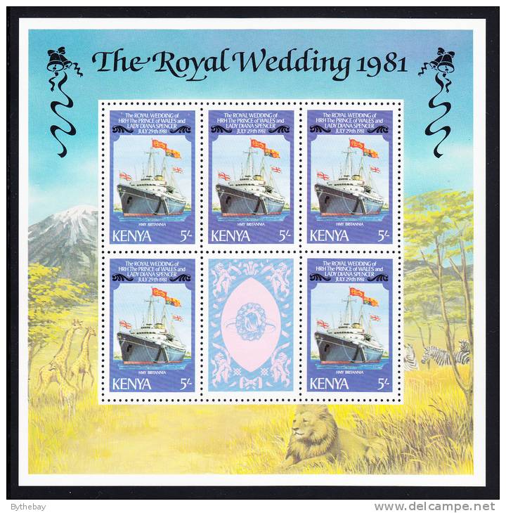 Kenya MNH Scott #196 Minisheet Of 5 Plus Label 5sh S S Britannia - Royal Wedding - Kenia (1963-...)