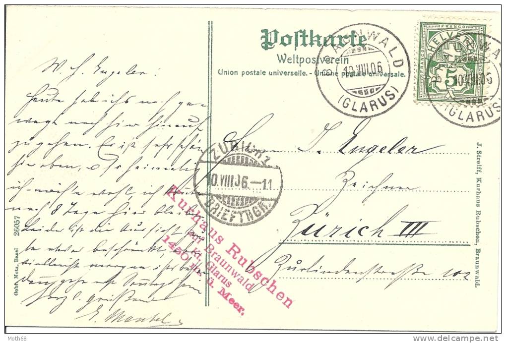 1906 Braunwald, Kurhaus Rubschen - Braunwald