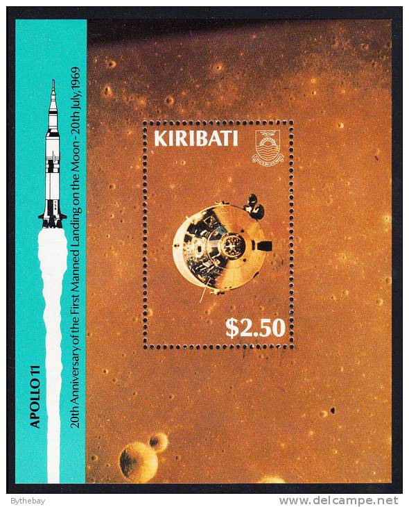 Kiribati MNH Scott #521 Souvenir Sheet $2.50 Apollo 11 Command Module - 20th Anniversary Of Moon Landing - Kiribati (1979-...)