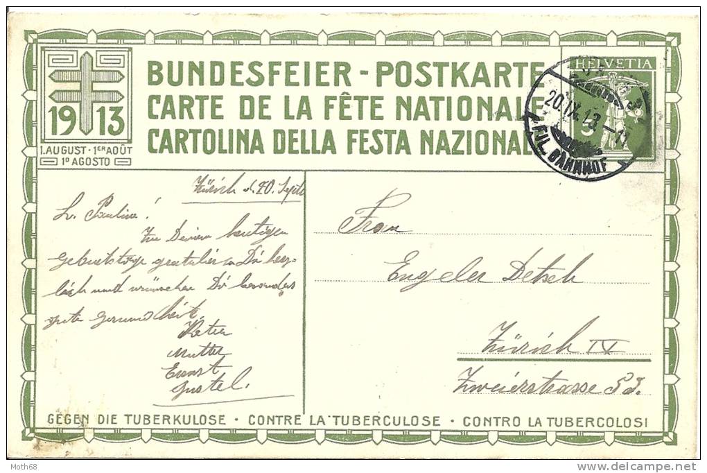 1913 Bundesfeierkarte Befreiungskämpfe 1798 - Interi Postali