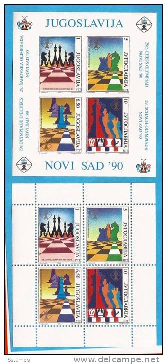 1990X  2443-50, BLOK 38-39  JUGOSLAVIJA SHESS  OLYMPICS  NOVI SAD  MNH - Blocks & Sheetlets