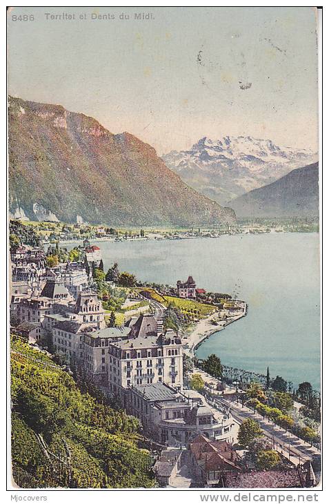 1912 Postcard TERRITET Panoramic View, SWITZERLAND - Other & Unclassified