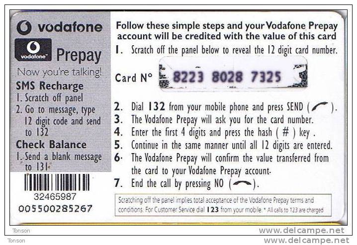 Fiji, $11, Vodafone Recharge Card With SIM Cartoon, 2 Scans. - Fidschi