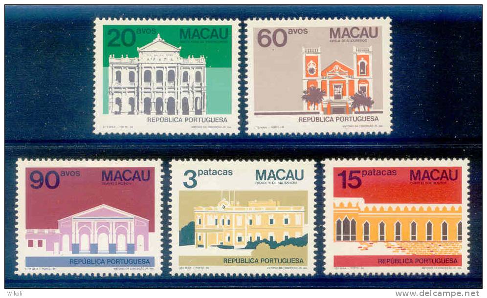 ! ! Macau - 1984 Monuments & Buildings (Complete Set) - Af. 491 To 495 - MH - Unused Stamps