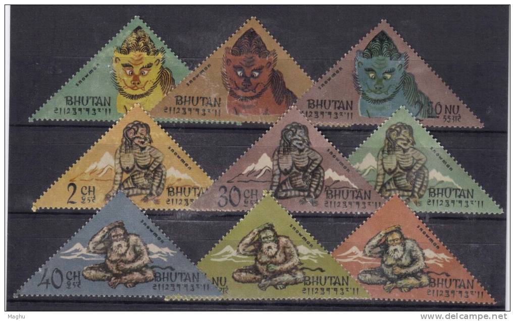 Snowman, Devils, Prehistoric, History, 2 Scans,  Apeman, Monkey, Bhutan MNH, As Scan - Vor- Und Frühgeschichte