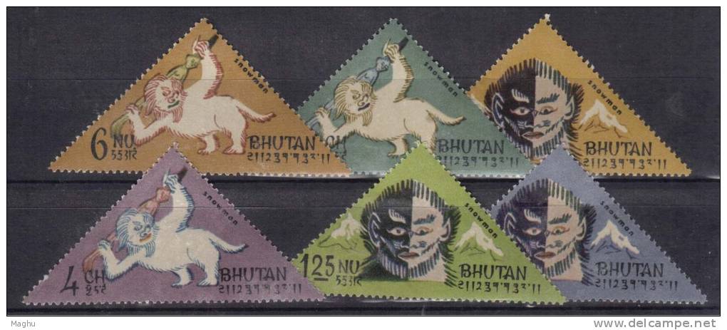 Snowman, Devils, Prehistoric, History, 2 Scans,  Apeman, Monkey, Bhutan MNH, As Scan - Vor- Und Frühgeschichte