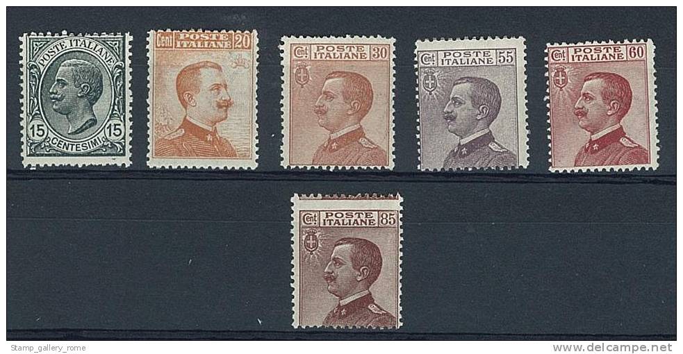 ITALIA REGNO ANNO 1917/1920 N ° 108/112 TIPI DEL 1906 SOPRASTAMPATI ** MNH GOMMA ORIGINALE INTEGRA - DISCRETA CENTRATURA - Nuovi