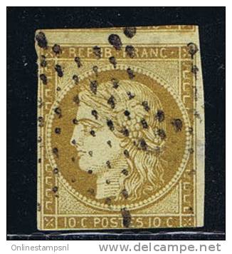 France: Yv/Mi/M Nr 1, 1849, Oblitéré / Cancelled, Etiole, Bistre - 1849-1850 Cérès