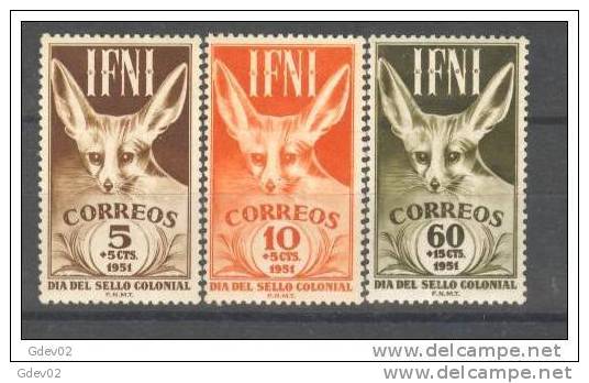 IF76-L3109TM.ZORRO.Marruc Os.  Maroc ,Marocco, IFNI  ESPAÑOL.1951 (Ed 76/8**) Sin Charnela.LUJO - Morocco (1956-...)