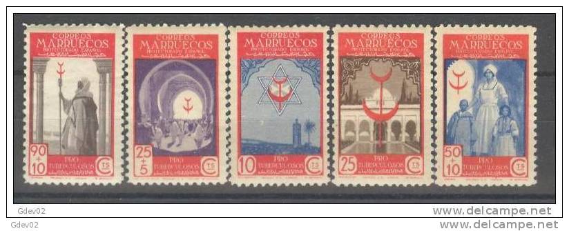 MA275-L2886TOSC.Marrucos .Maroc.Marocco.MARRUECOS  ESPAÑOL.Pro Tuberculosos.1947 (Ed 275/9**)sin Charnela.MUY BONITA - Otros & Sin Clasificación