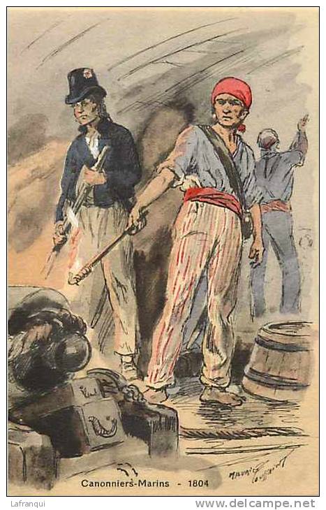 Themes Div - Militaires Militaria -ref D736-illustrateur -maurice Toussaint -canonniers Marins -1804- - Régiments