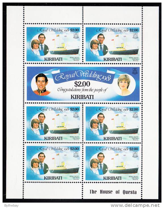 Kiribati MNH Scott #377.-378 Minisheet Of 7 $2 Charles And Diana - Royal Wedding - Kiribati (1979-...)