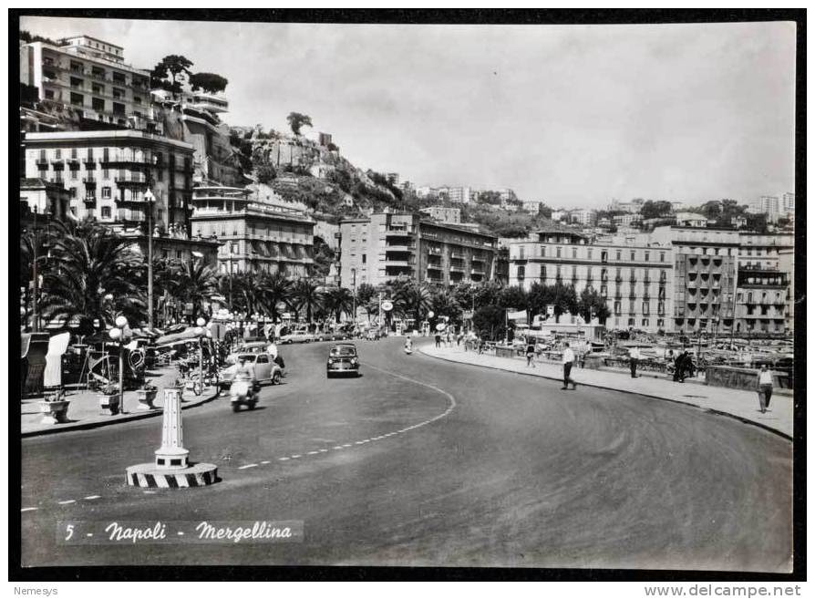 1959 NAPOLI MERGELLINA FG V 2 SCAN ANIMATA AUTOMOBILI  LAMBRETTA VESPA - Napoli