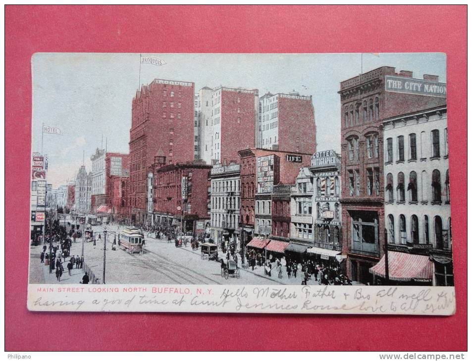 - New York > Buffalo  Main Street With Trollies  1907 Cancel- -- - -   -----   --ref 674 - Buffalo