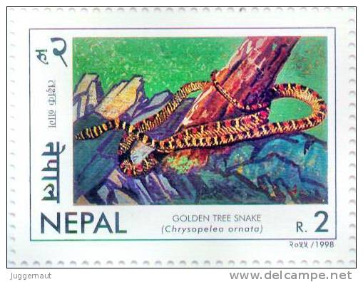 GOLDEN TREE SNAKE STAMP RUPEE 2 NEPAL 1998 MINT MNH - Snakes