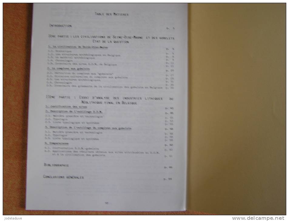 ARTEFACTS 6 NEOLITHIQUE FINAL EN BELGIQUE ANALYSE DU MATERIEL LITHIQUE Editions  CEDARC à Treignes Histoire Archéologie - Archéologie