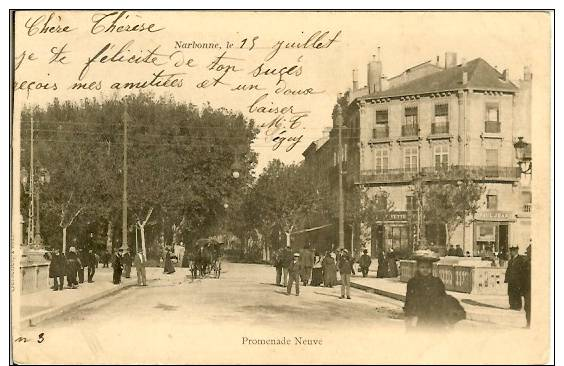 NARBONNE - PROMENADE NEUVE En 1903 - CLICHE TRES RARE - Narbonne