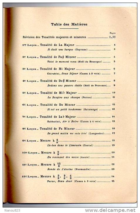 G FAVRE : "Exercices De Solfège" - Régionalisme : Attache Géographique Par Chanson (voir Scan Sommaire) - Musik