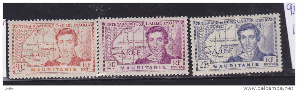 MAURITANIE N° 95/97 CENTENAIRE DE LA MORT DE  L'EXPLORATEUR RENÉ CAILLE NEUF AVEC CHARNIÈRE - Other & Unclassified