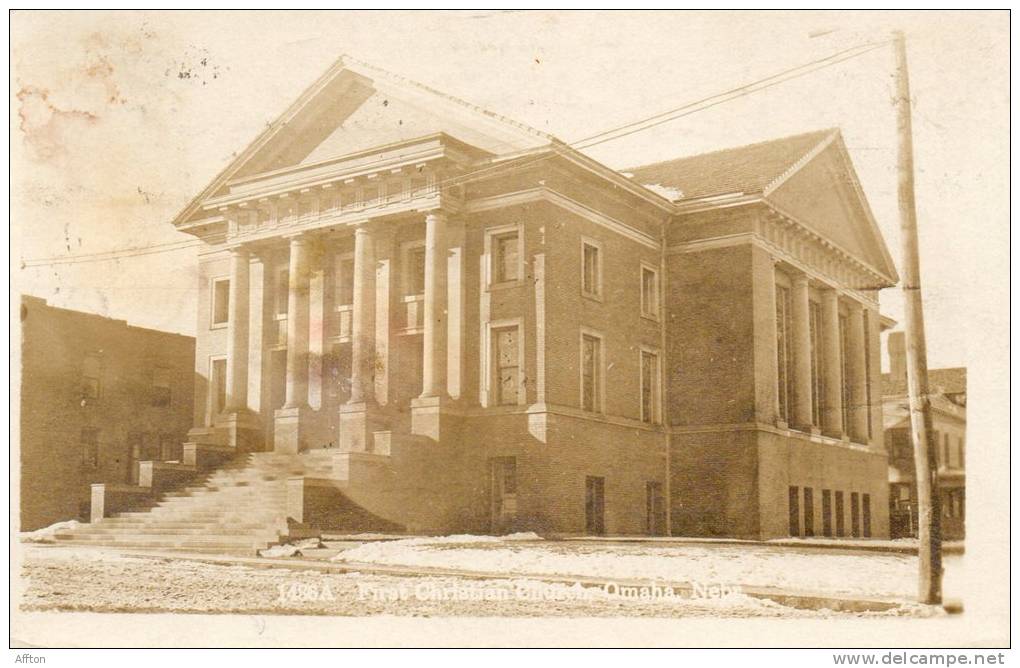 Omaha NE Firt Christian Chruch 1910 Real Photo Postcard - Omaha