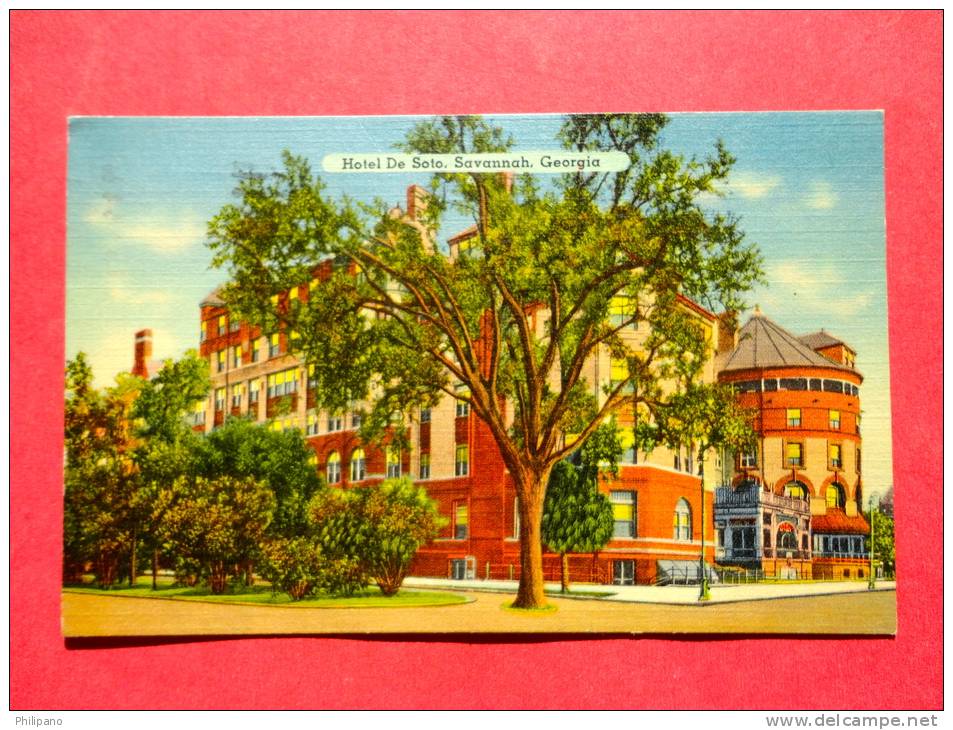 > GA - Georgia > Savannah - Hotel De Soto 1944 Military Cancel- - ----- ---ref   675 - Savannah