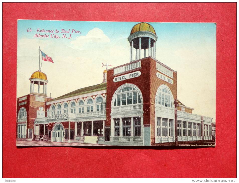 - New Jersey > Atlantic City   Entrance To Steel Pier 1913 Cancel - ----- ---ref   675 - Atlantic City