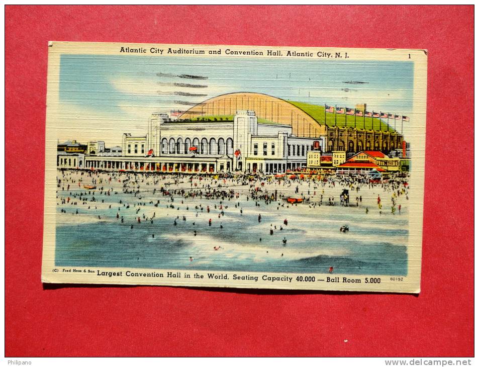 - New Jersey > Atlantic City  Auditorium & Convention Center Linen 1944 Cancel - ----- ---ref   675 - Atlantic City