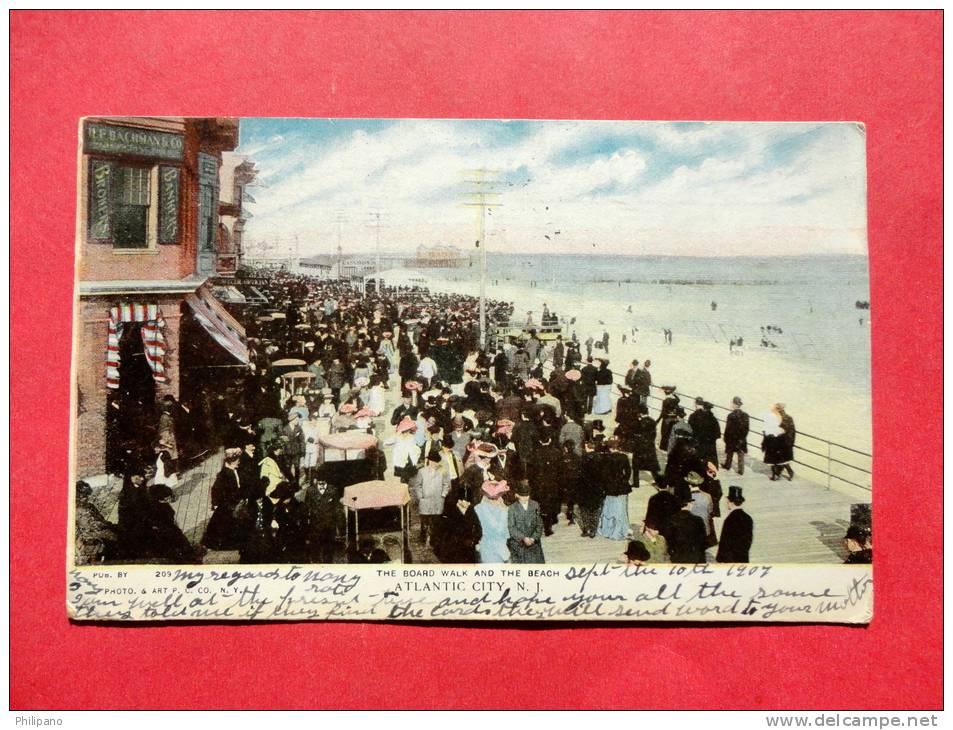- New Jersey > Atlantic City - The Boardwalk & Beach 1907 Cancel ----- ---ref   675 - Atlantic City