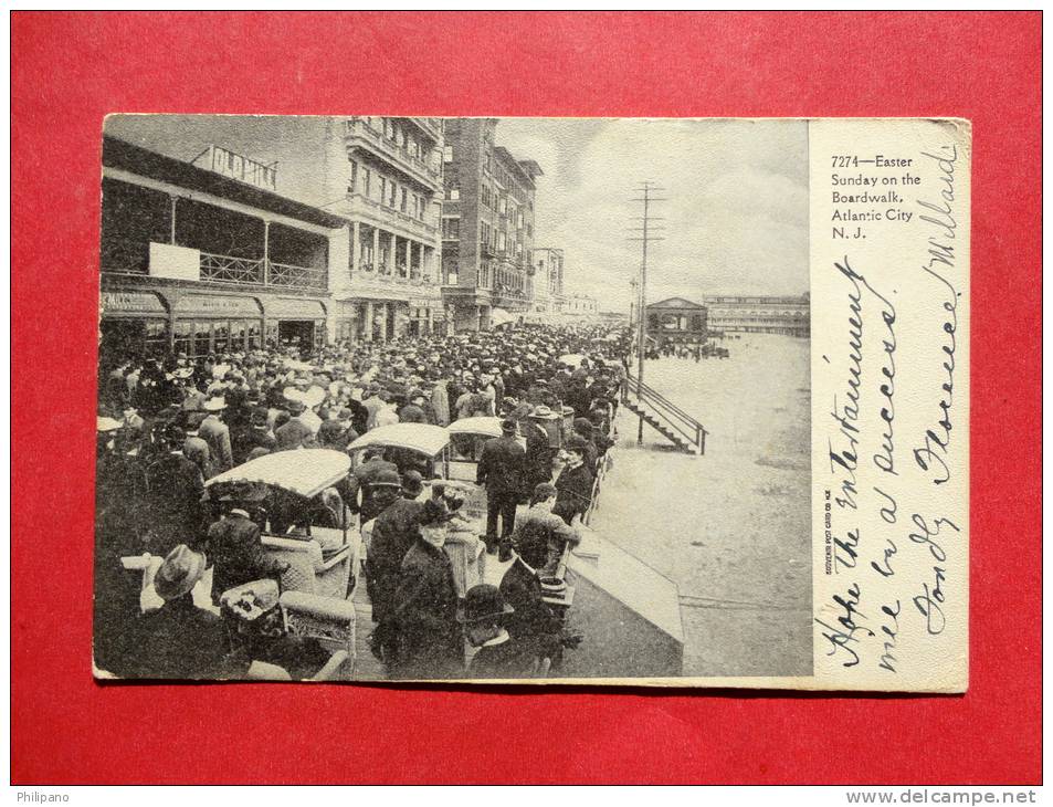 - New Jersey > Atlantic City - Easter Sunday On  The Boardwalk & Beach 1908 Cancel ----- ---ref   675 - Atlantic City