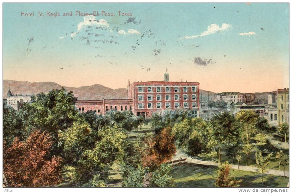 El Paso TX Hotel St Regis 1910 Old Postcard - El Paso