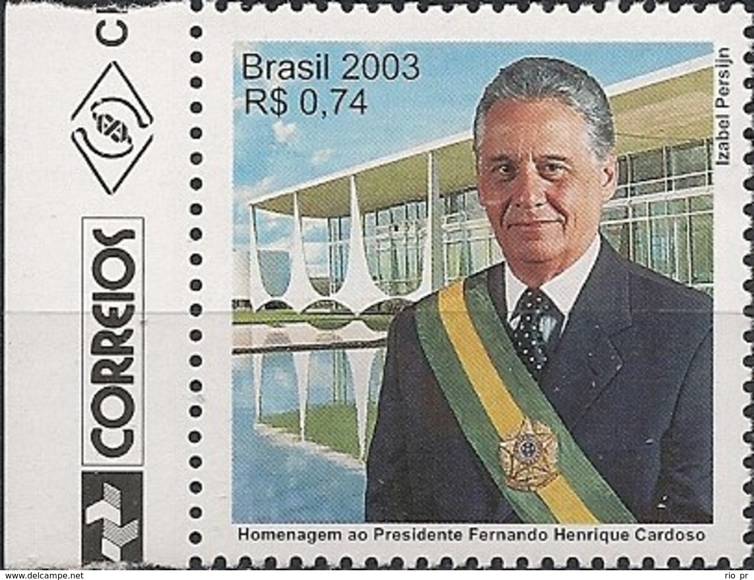 BRAZIL - FERNANDO HENRIQUE CARDOSO, (1995-2002), BRAZILIAN PRESIDENT (LEFT MARGIN) 2003 - MNH - Nuovi