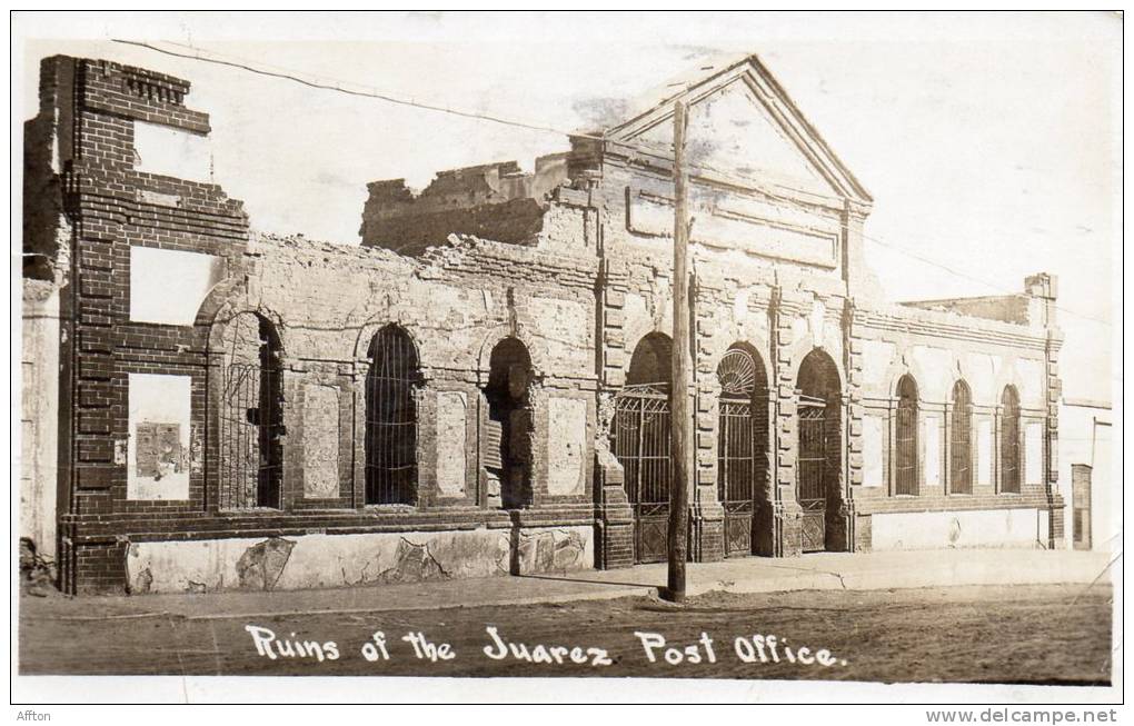 Juarez Ruins Of Post Office 1917 Real Photo Postcard - Mexique