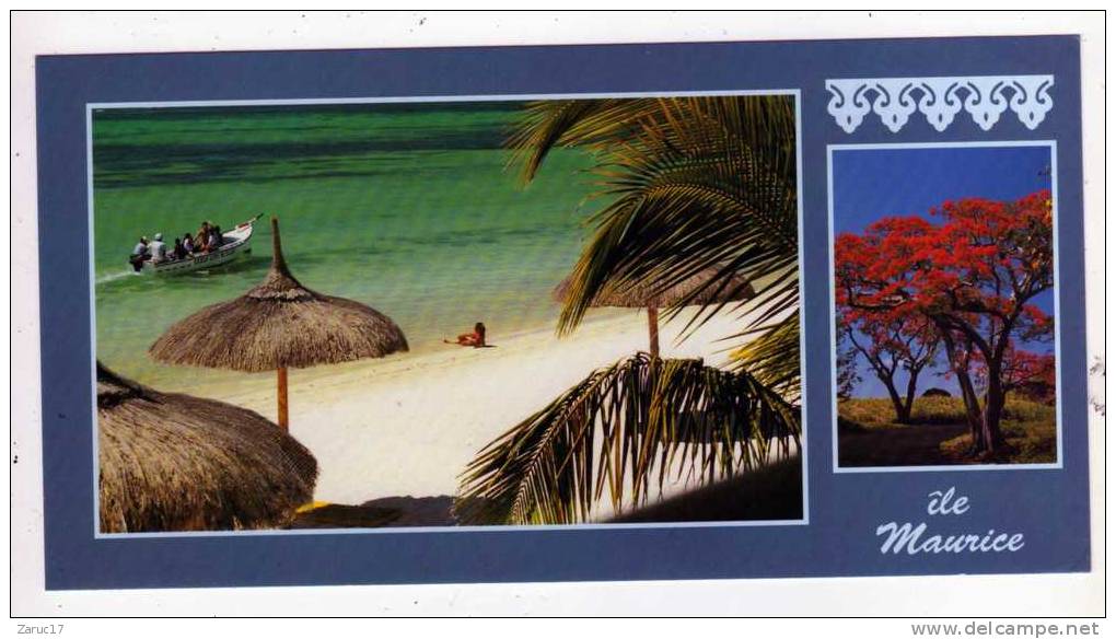 Carte Postale Et Enveloppe Décorée ILE MAURICE PLAGE MAURITIUS 1996  FORMAT 10,5 X 20 - Mauritius