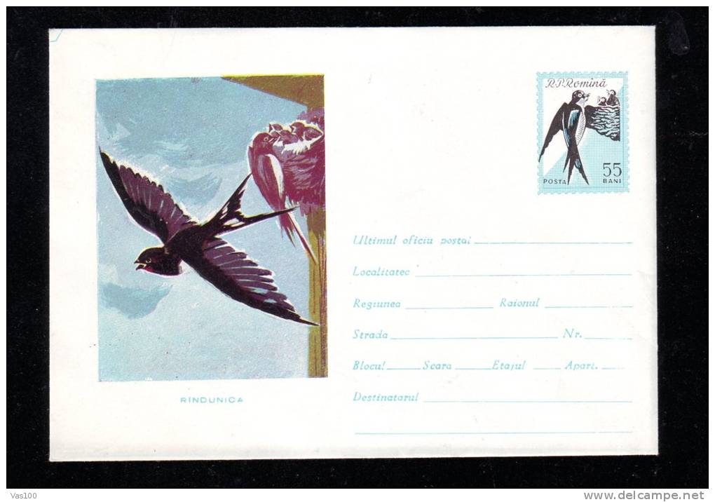 SWALLOW,HIRONDELLES,1961,COVER STATIONAY ENTIER POSTAL,UNUSED,VERY RARE,ROMANIA - Hirondelles
