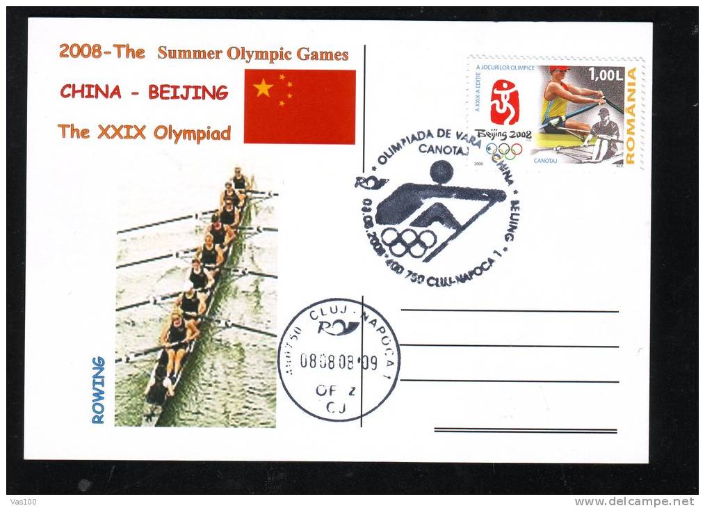 THE SUMMER OLYMPIC GAMES CANOE,CHINA BEJING ,POST CARD,OBLITERATION CONCORDANTE,2008,ROMANIA - Canoe