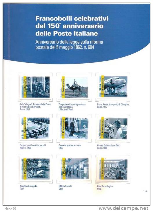 ITALIA REPUBBLICA - FOLDER - 2012 - 150° ANNIVERSARIO POSTE ITALIANE - FOGLIETTO + SINGOLI - Pochettes