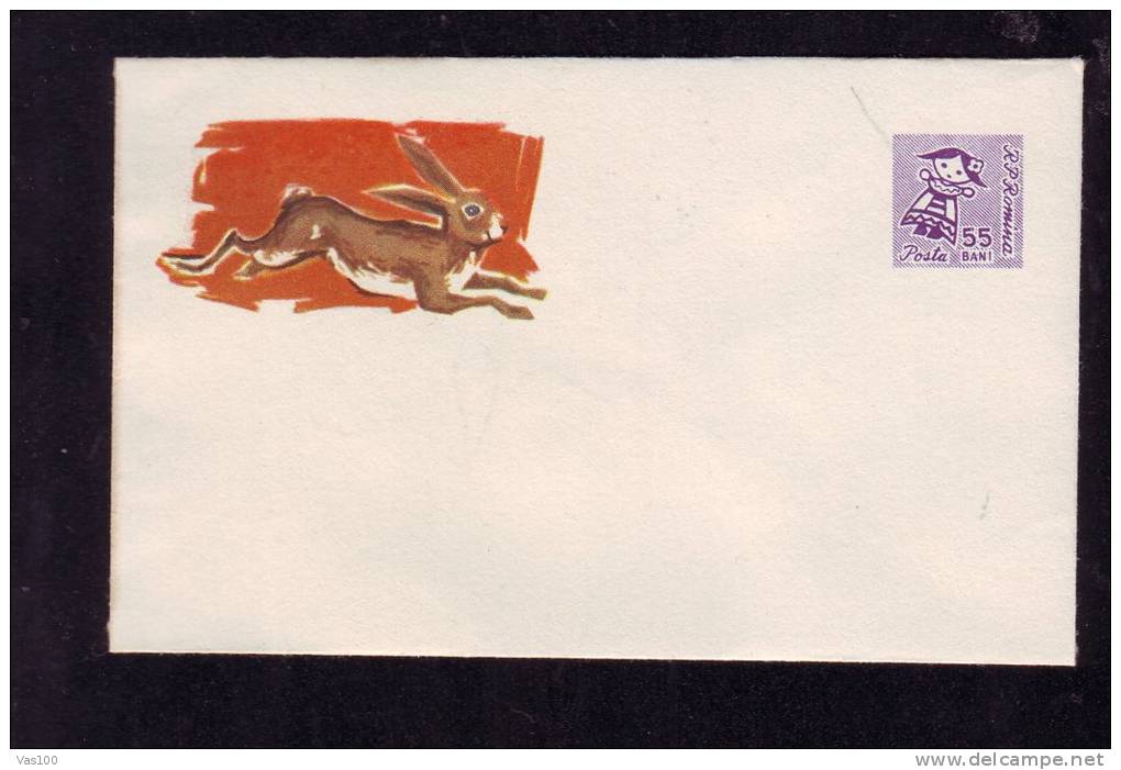 RABIT,LAPINS,1961,COVER STATIONERY,ENTIER POSTAL,UNUSED,VERY RARE,ROMANIA - Hasen