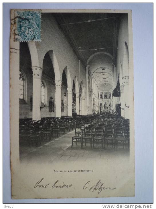 SECLIN  (Nord)  :  Eglise Intérieure   1904 - Seclin