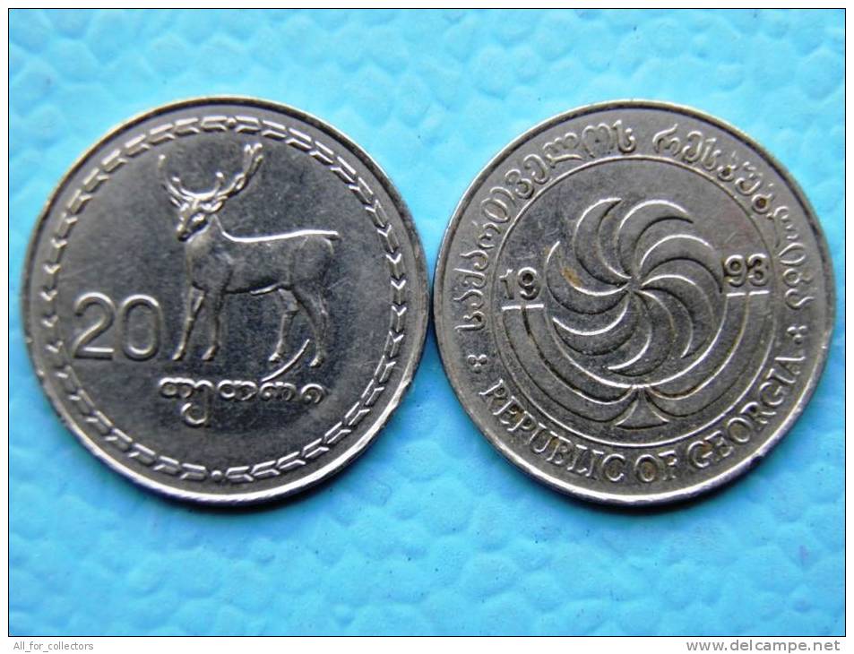 Coin From Georgia, 20 Tetri 1993 Year KM# 80, Animal Fauna Deer, The Stag From The Painting Of Niko Pirosmanashvili - Géorgie