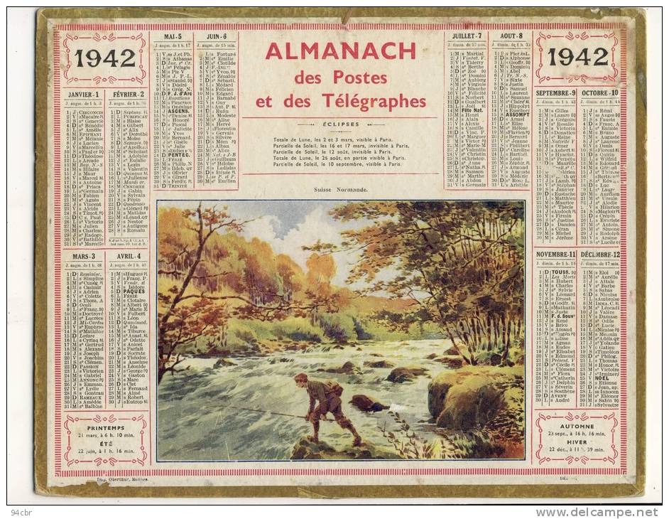 ALMANACH  DES POSTES ET DES TELEGRAPHES(   1942)  Suisse Normande - Grossformat : 1941-60